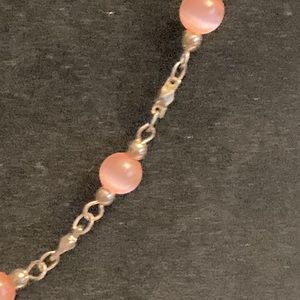 18" Delicate Light Pink Cats Eye Beaded Necklace